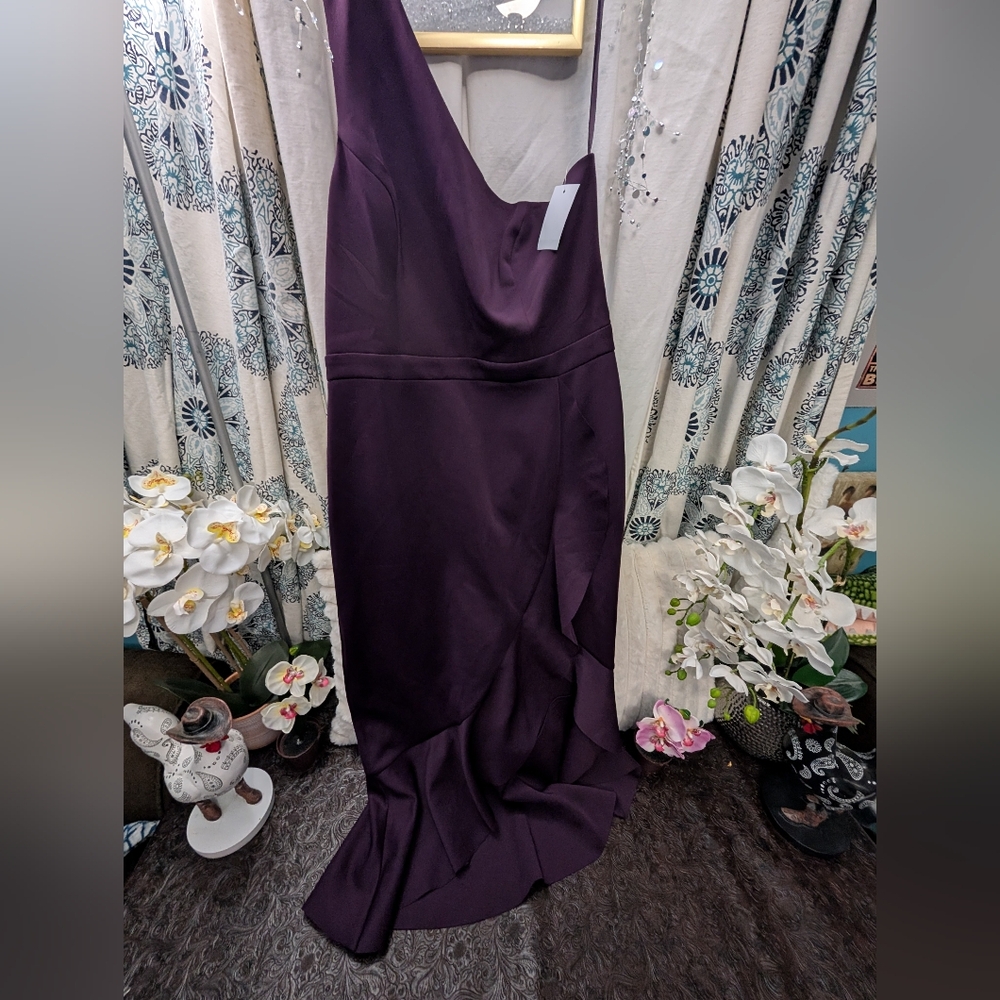Elegant Asymmetrical Purple Dress